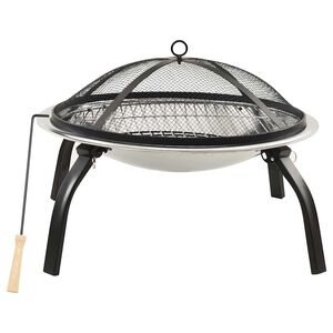 vidaXL Braciere e Barbecue 2in1 e Attizzatoio 56x56x49cm Acciaio Inox