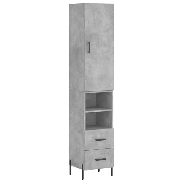 vidaXL Credenza Grigio Cemento 34,5x34x180 cm in Legno Multistrato