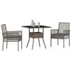 vidaXL Set da Pranzo per Giardino 3 pcs Grigio Poly Rattan