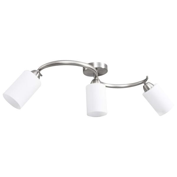vidaXL Lampadario Paralume in Ceramica a Cono Bianco 3 Lampadine E14