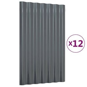 vidaXL Pannelli Tetto 12 pz Acciaio Zincato Antracite 60x36