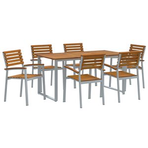 vidaXL Set da Pranzo per Giardino 7 pcs Grigio