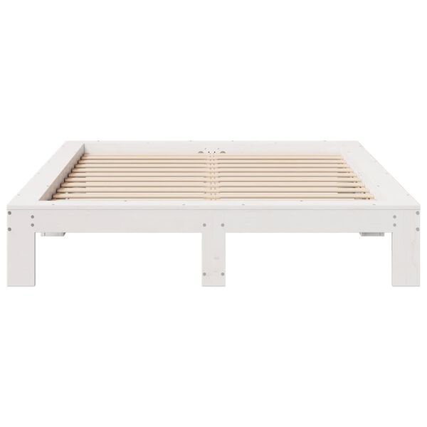vidaXL Letto senza Materasso Bianco 135x190 cm Legno Massello di Pino