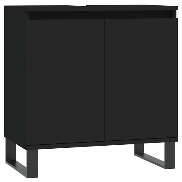 vidaXL Mobile da Bagno Nero 58x33x60 cm in Legno Multistrato