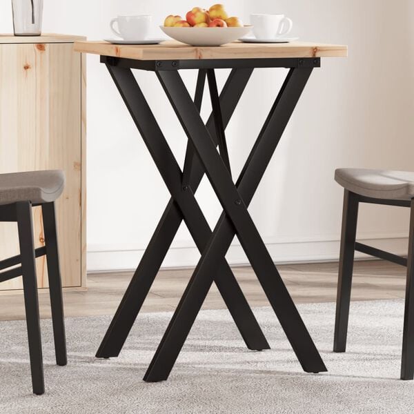 vidaXL Tavolo da Pranzo Telaio a X 50x50x75,5 cm Legno Pino e Acciaio