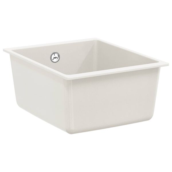 vidaXL Lavello Bianco 370 x 460 mm 80% Quarzo e 20% Resina