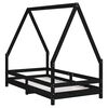vidaXL Giroletto per Bambini Nero 80x160 cm in Legno Massello di Pino
