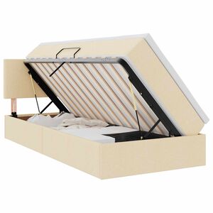 vidaXL Letto con contenitore LED e materasso Crema 90 x 190 cm Tessuto