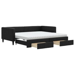 vidaXL Divano Letto Estraibile con Cassetti Nero 100x200 cm in Tessuto
