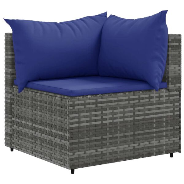 vidaXL Set Divani da Giardino 10 pz con Cuscini in Polyrattan Grigio