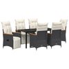 vidaXL Set da Pranzo per Giardino con cuscino 7 pcs Nero polyrattan