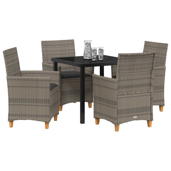 vidaXL Set da Pranzo per Giardino 5 pcs Grigio polyrattan