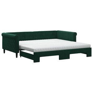 vidaXL Divano Letto Estraibile Materassi Verde Scuro 100x200 Velluto