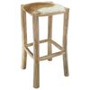 vidaXL Sgabello da Bar in Pelle di Capra e Legno Massello di Teak