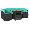 vidaXL Set Divani da Giardino con Cuscini 7pz Nero Polyrattan