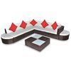 vidaXL Set Divani da Giardino 8 pz con Cuscini in Polyrattan Marrone