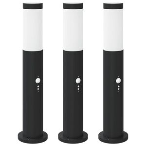 vidaXL Lampioni a paletto con sensore 3 pz 50 cm Acciaio Inox IP44