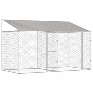 vidaXL Gabbia per Cani con Tetto Argento 400 x 200 x 256 cm