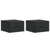 vidaXL Mobiletto da notte a muro 2 pz Nero 34,5 x 33 x 20 cm