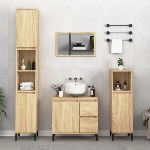 vidaXL Set Mobili da Bagno 2 pz Rovere Sonoma in Legno Multistrato