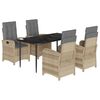 vidaXL Set Pranzo da Giardino 5 pz con Cuscini Beige Misto Polyrattan