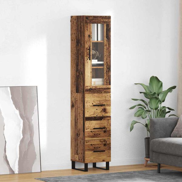 vidaXL Credenza Legno vecchio 34,5 x 34 x 180 cm Legno multistrato