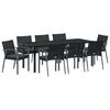 vidaXL Set da Pranzo per Giardino 9 pcs Nero e Grigio Rattan in PE