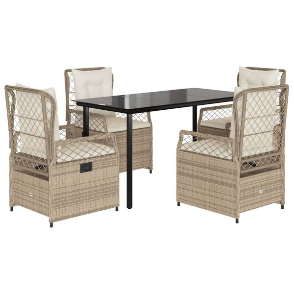vidaXL Set da Pranzo da Giardino 5 pz con Cuscini Beige in Polyrattan