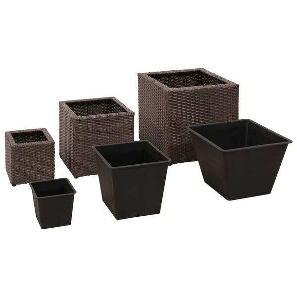 vidaXL Letti Rialzati da Giardino 3 pz in Polyrattan Marrone
