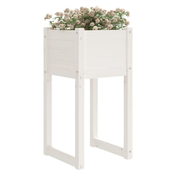 vidaXL Fioriere 2 pz Bianche 40x40x81 cm in Legno Massello di Pino