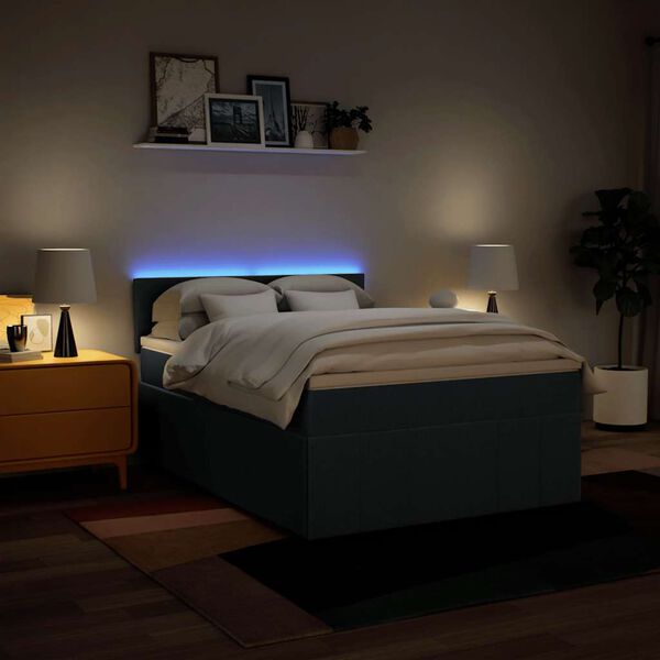 vidaXL Giroletto a Molle con Materasso Blu 140x190 cm in Tessuto