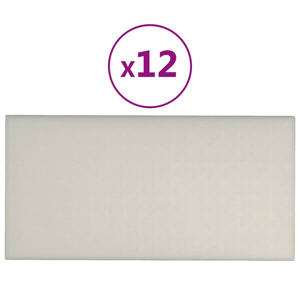vidaXL Pannelli Murali 12 pz Crema 60x30 cm Velluto 2,16 m&sup2;