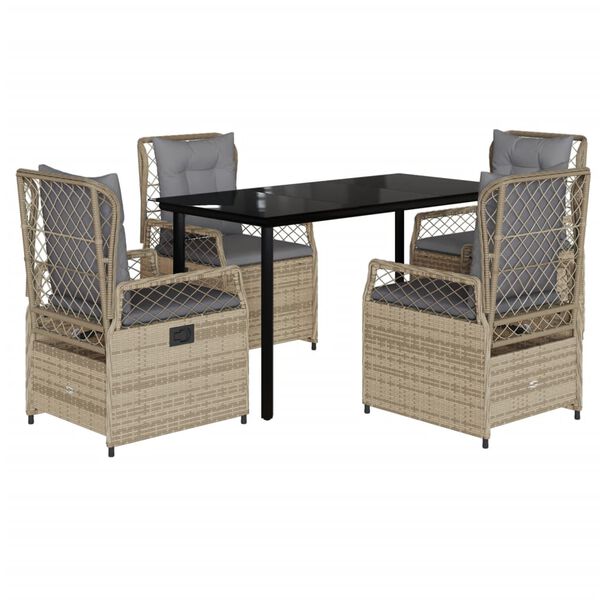 vidaXL Set da Pranzo da Giardino 5 pz con Cuscini Beige in Polyrattan