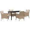 vidaXL Set da Pranzo per Giardino con cuscino 5 pcs Beige polyrattan