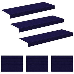 vidaXL Tappeti per scale 15 pz 65 x 21 x 4 cm Blu Poliestere