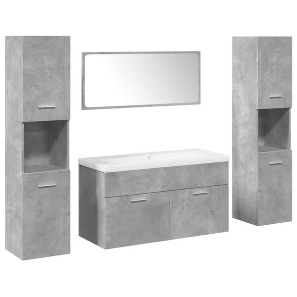 vidaXL Set Mobili da Bagno 5 pz Grigio Cemento in Legno Multistrato