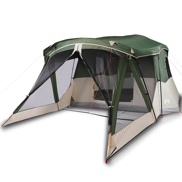 vidaXL Tenda da Campeggio con Portico per 4 Persone Verde Impermeabile