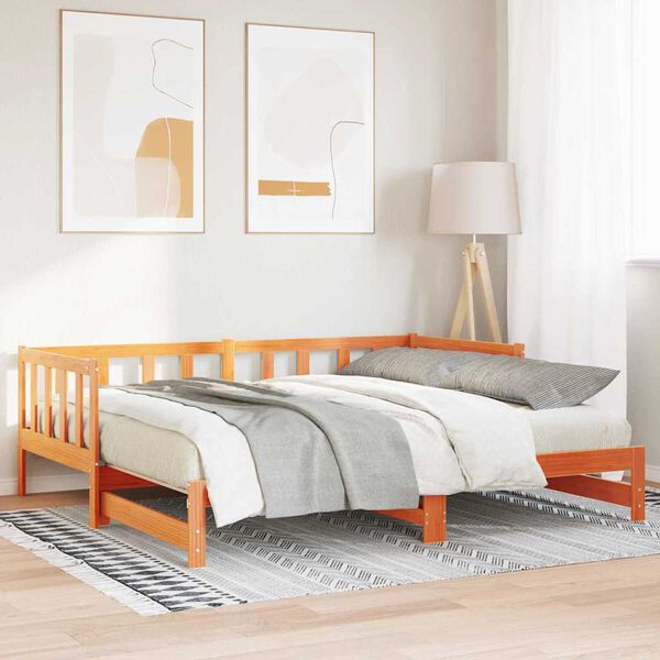 vidaXL Letto Giorno Estraibile Marrone cerato 193.5 x 184 x 66 cm