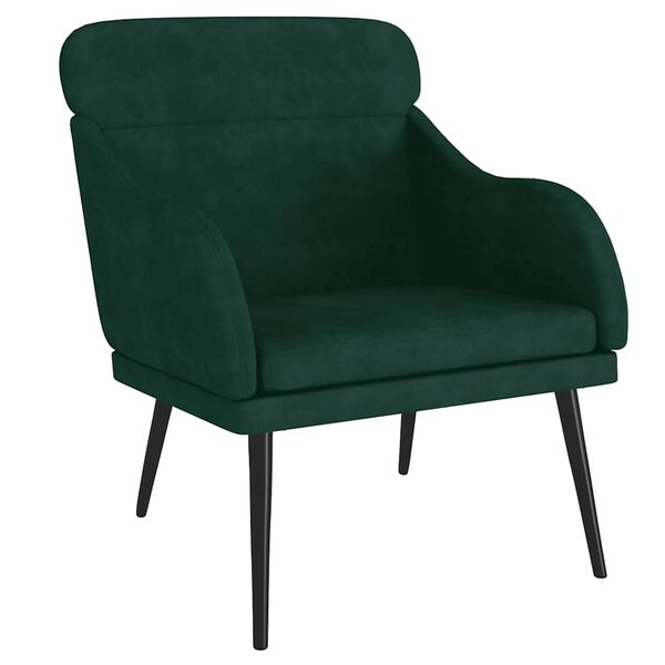 vidaXL Poltrona Verde Scuro 63x76x80 cm Velluto
