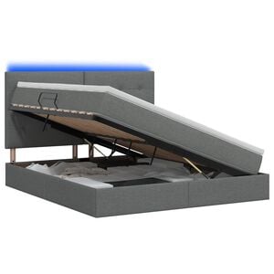 vidaXL Letto con contenitore LED e materasso Grigio Scuro 160 x 200 cm