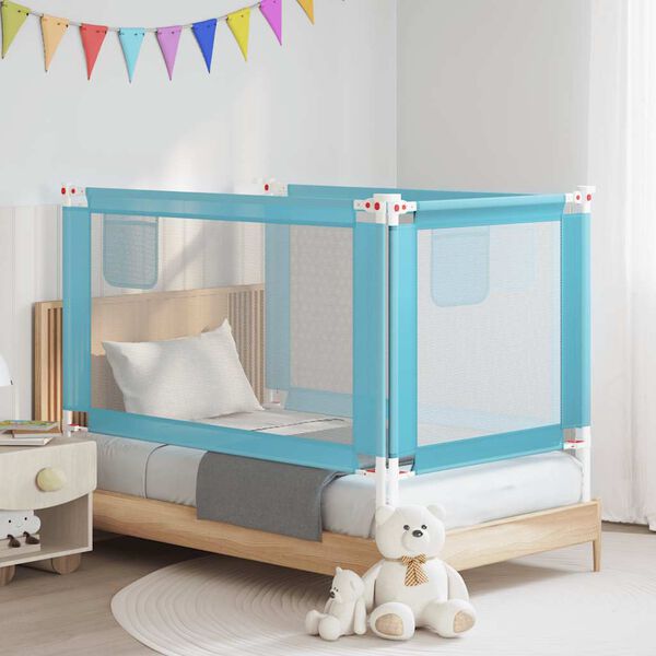 vidaXL Sponda Letto di Sicurezza per Bambini Blu 140x25 cm in Tessuto