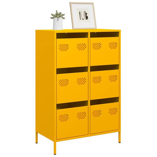 vidaXL Credenza Giallo Senape 68x39x101,5 cm in Acciaio