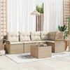 vidaXL Set Divano da Giardino con cuscino 6 pcs Beige polyrattan