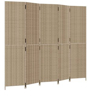 vidaXL Divisorio per Ambienti a 5 Pannelli Beige in Polyrattan