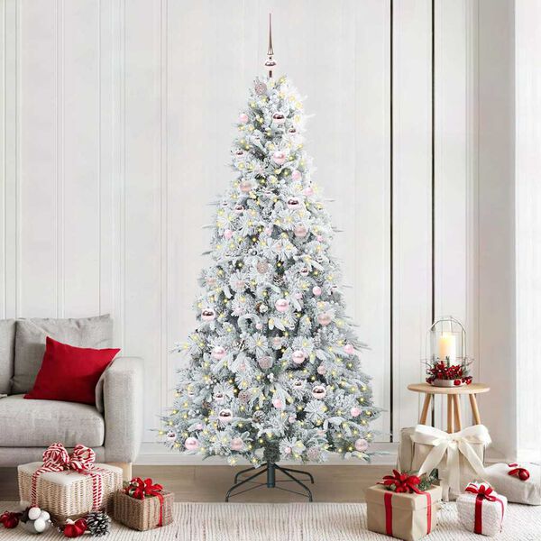 vidaXL Albero di Natale Artificiale con Rami Pieghevoli Bianco 210 cm