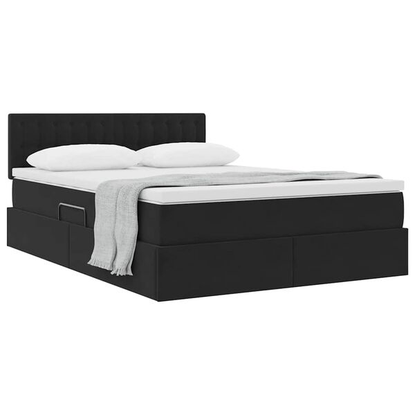 vidaXL Letto con Contenitore con materasso Nero 140 x 200 cm Velluto