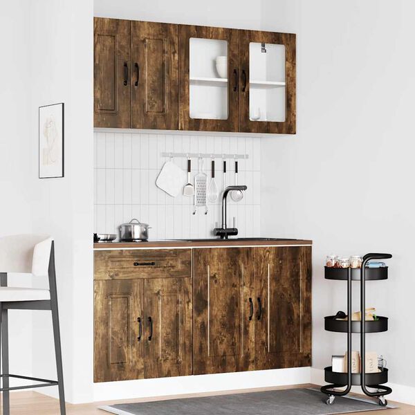 vidaXL Set Mobili da Cucina 4 pz Kalmar Rovere Fumo Legno Multistrato