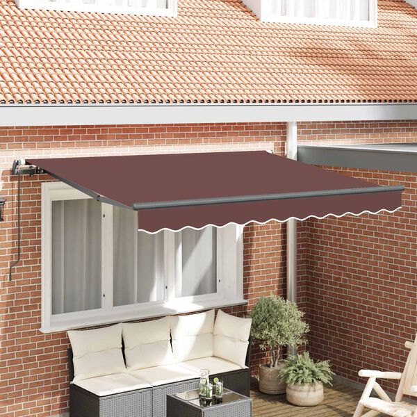 vidaXL Tenda Retrattile Marrone 250 x 200 cm Tessuto