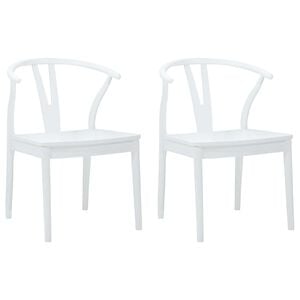 vidaXL Sedia da pranzo 2 pz Legno di gomma solido Bianco e Bianco