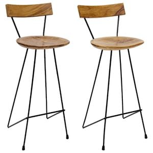 vidaXL Sgabelli da Bar 2 pz in Legno Massello di Teak
